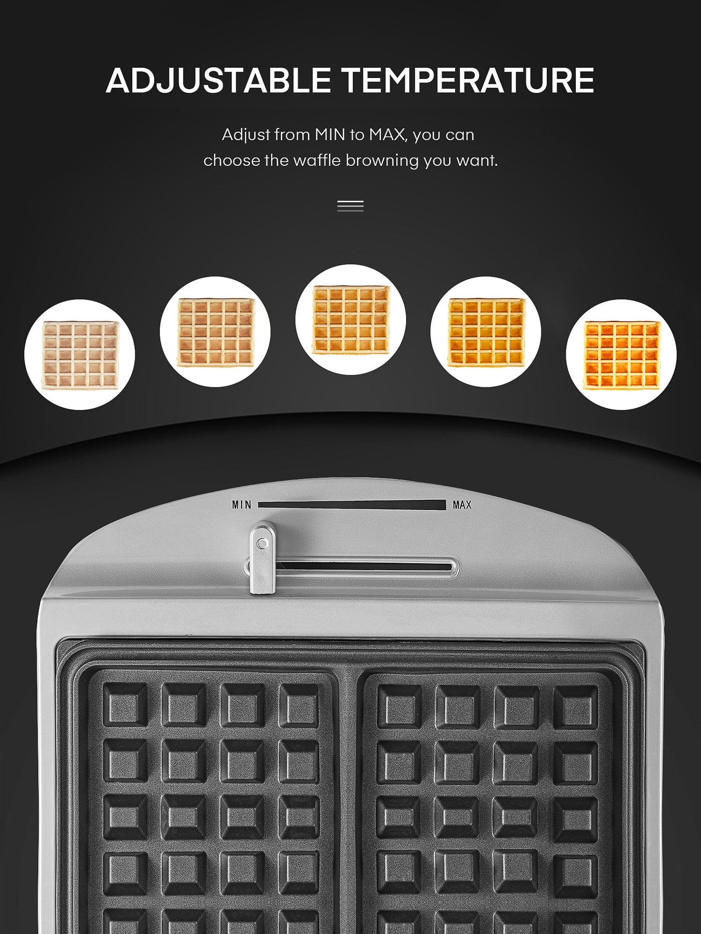 Premium Belgian Waffle Maker β Adjustable Temperature Nonstick Waffle Iron for Easy Homemade Breakfasts