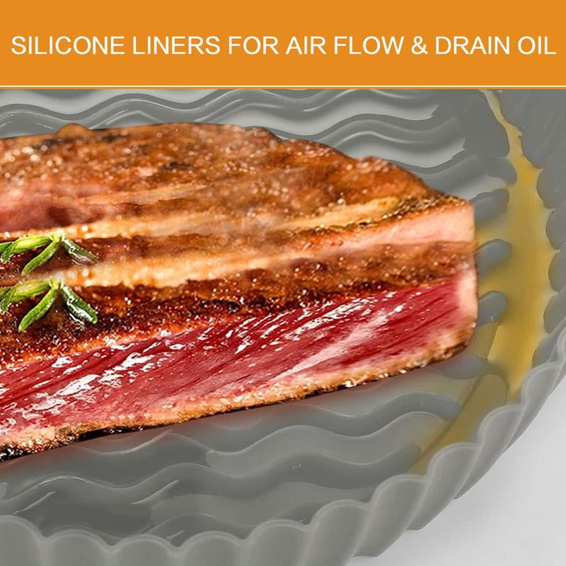 Air Fryer Liner with Handles – Reusable Silicone Insert, Heat Resistant & Non-Stick for Easy Cooking & Cleaning