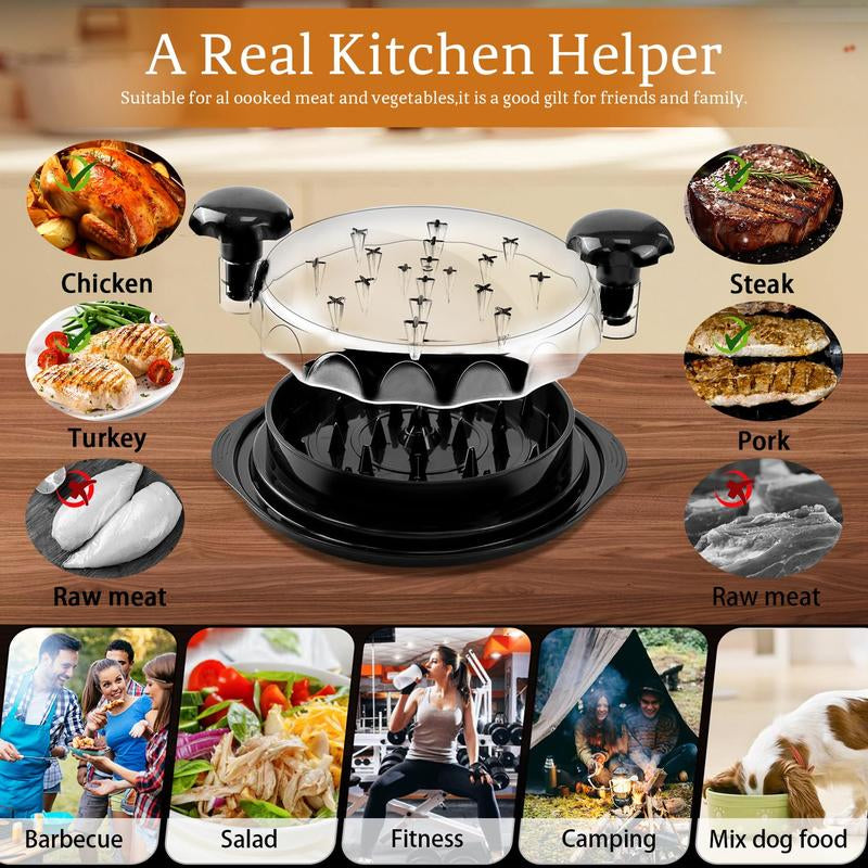 Kitchen Meat Shredder with Clear Lid & Anti-Slip Base – Easy Twist Chicken & Beef Shredder, Dishwasher Safe with Cleaning Brush