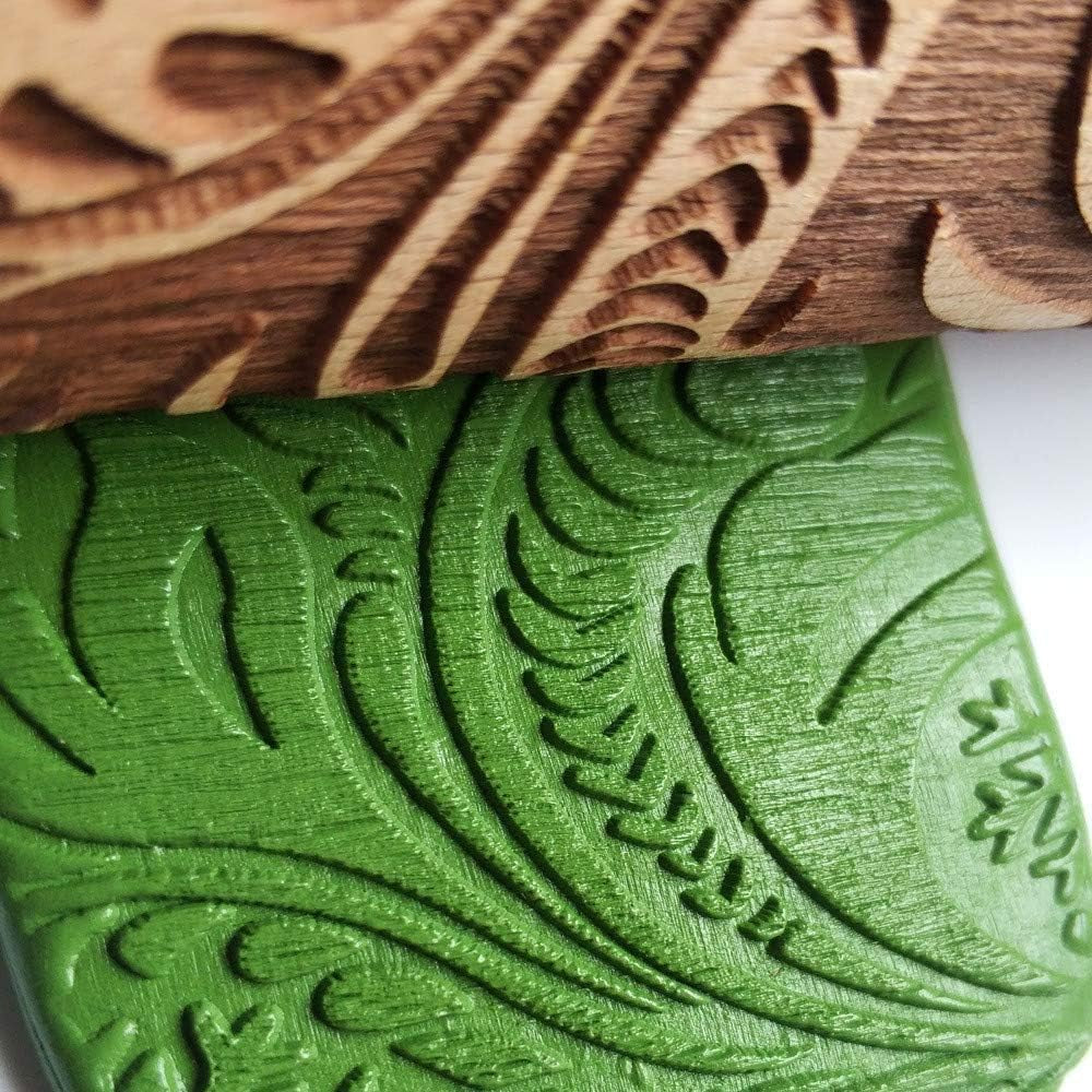 Christmas Embossed Wooden Rolling Pin β 3D Laser-Engraved Snowflake & Flower Pattern for Holiday Cookies, Pastry & Fondant (35Γ5 cm)