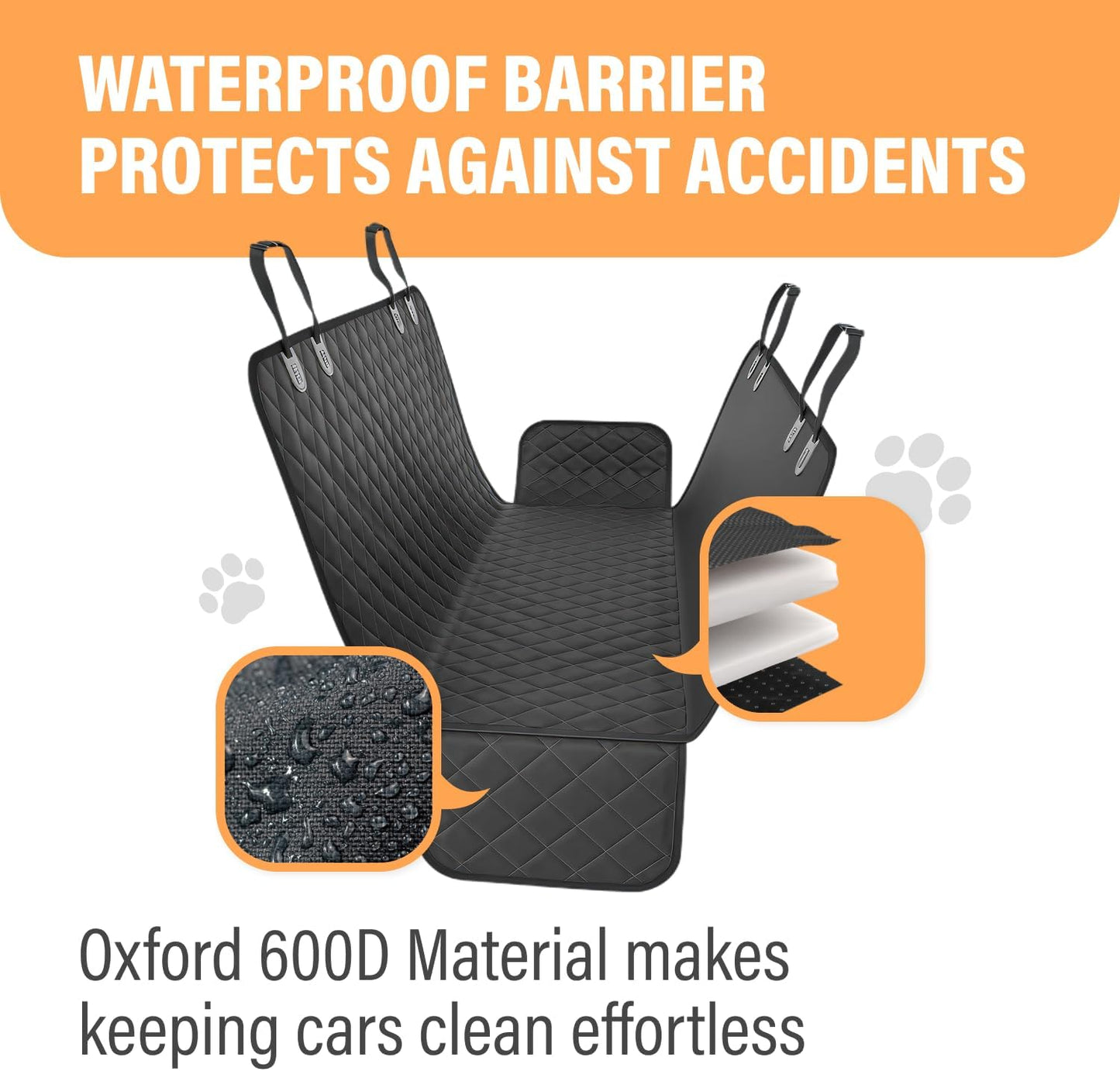 Waterproof Dog Car Seat Cover – Non-Slip Hammock Protector for Cars & SUVs (53" x 56")