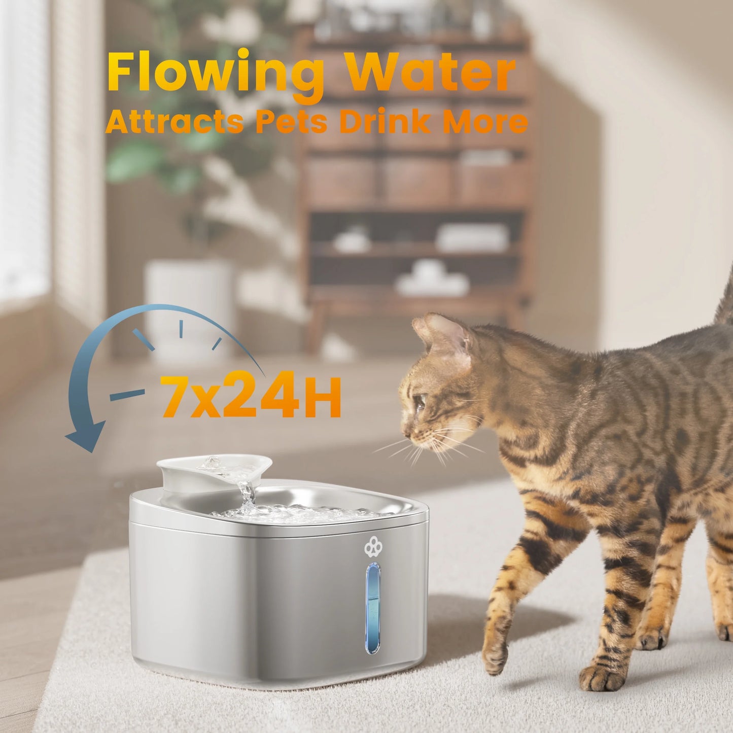Stainless Steel Cat Water Fountain – 3.5L Quiet Automatic Pet Dispenser with Filters