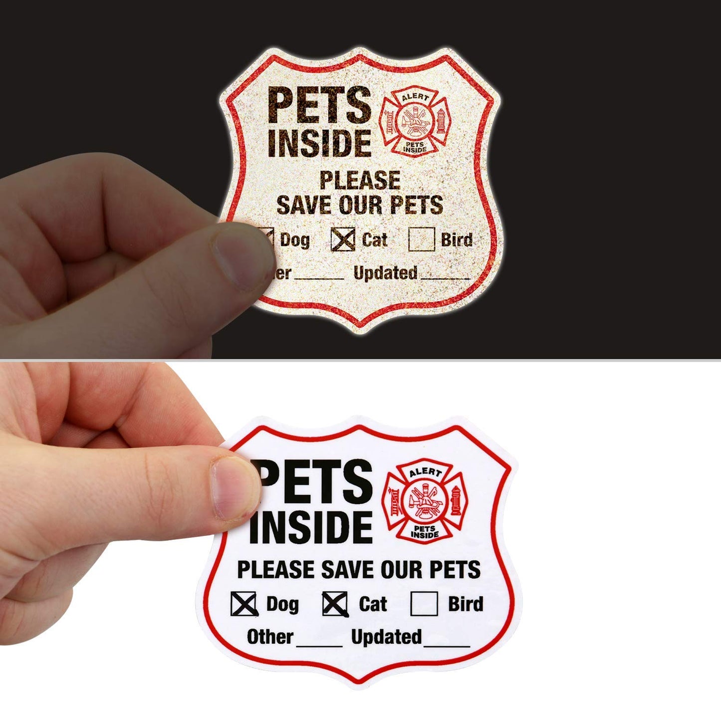 Reflective Pet Rescue Stickers – ‘Pets Inside’ Emergency Decal Set, 6-Pack Adhesive Labels (2.75” x 2.75”, Made in USA)