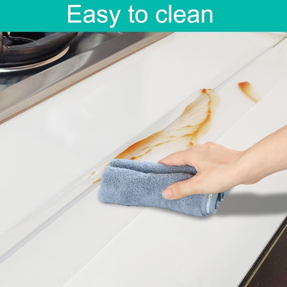 Silicone Stove Gap Covers 2 Pack (21”) – Heat Resistant Counter Filler Strips for Kitchen, Clear/White/Black Options
