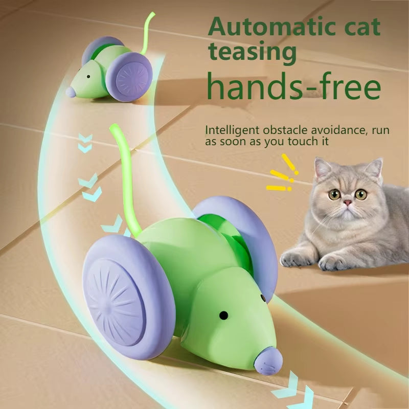 Interactive Cat Toy – Rechargeable Electric Mouse Car with Smart Obstacle Avoidance for Indoor Cats