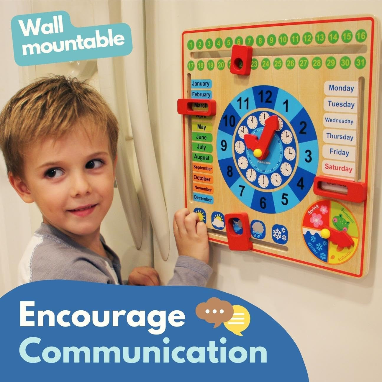 Montessori Wooden Calendar & Clock – Educational Busy Board Toy for Toddlers 3–4 Years | Preschool Learning Gift for Boys & Girls