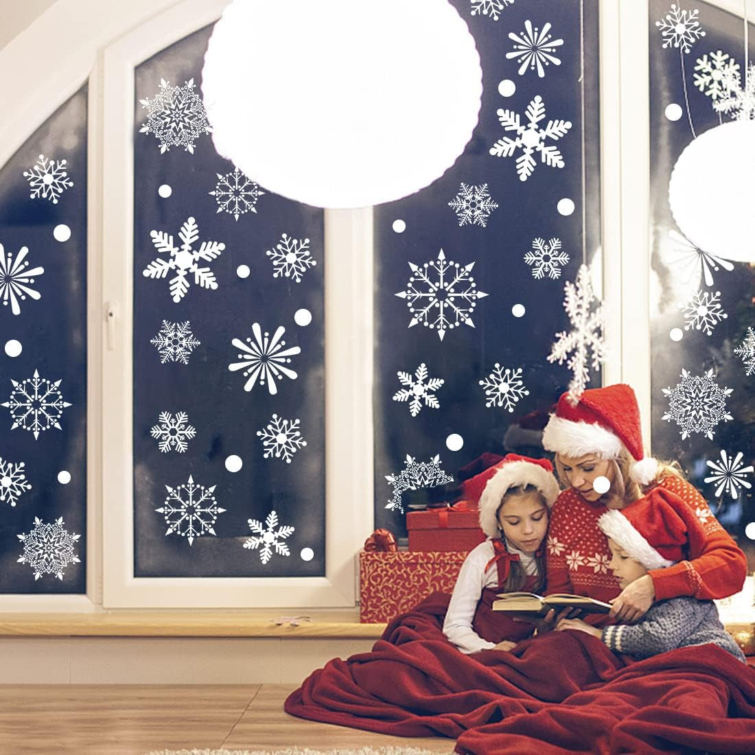 Christmas Snowflake Window Clings – 238-Piece Double-Sided Reusable Stickers (8 Sheets) for Festive Holiday Windows & Glass Décor