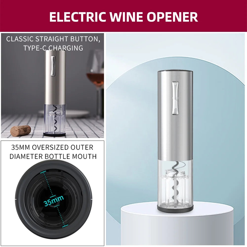 All-in-One Wine Opener Set – USB-C Rechargeable Corkscrew, Aerator, Vacuum Stoppers & Foil Cutter