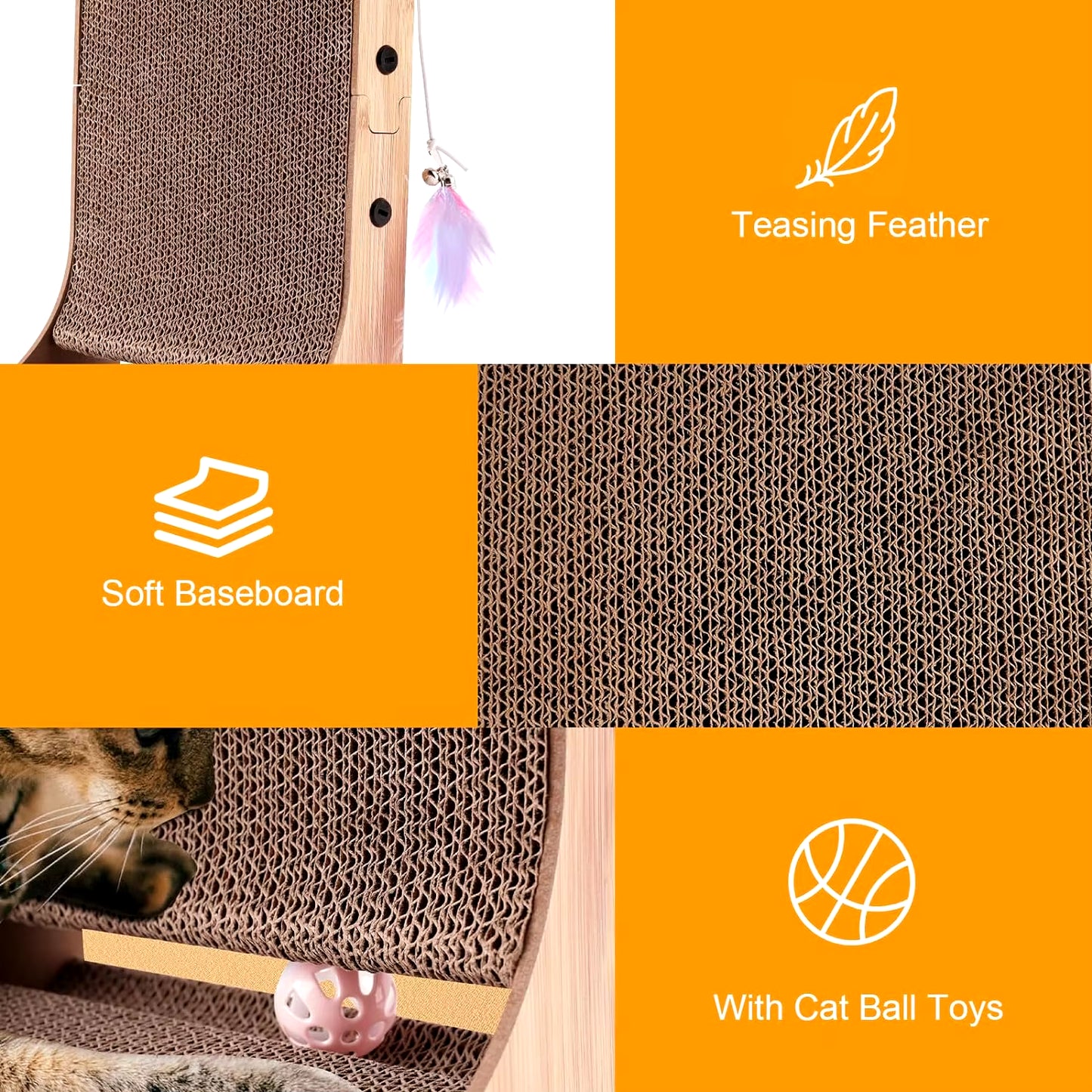 L-Shaped Cat Scratcher – 23.6 Inch Cardboard Scratch Pad for Indoor Cats, Durable Furniture Protector