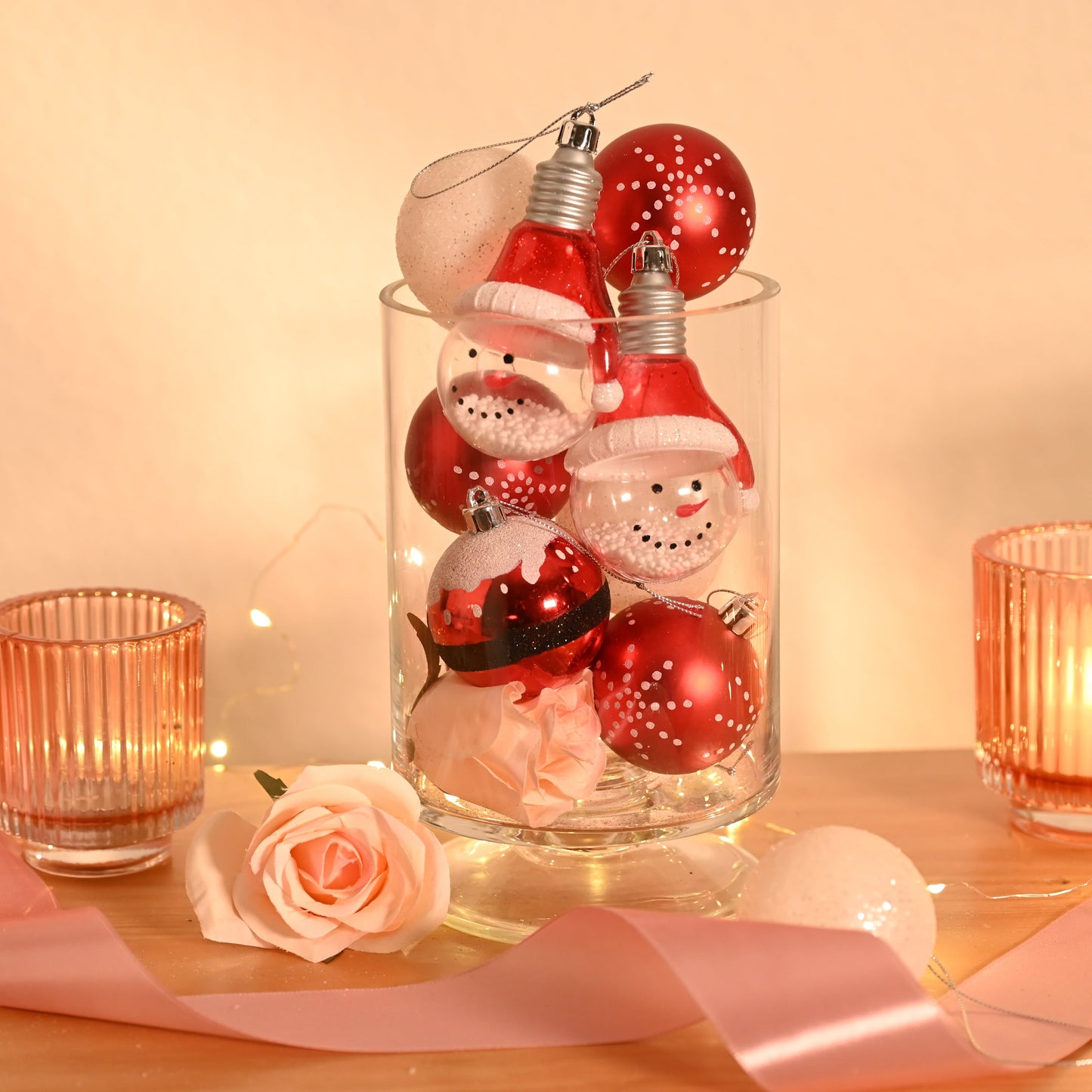 Valery Madelyn Red & White Christmas Ornament Collection – Shatterproof Holiday Balls in Multiple Styles & Finishes