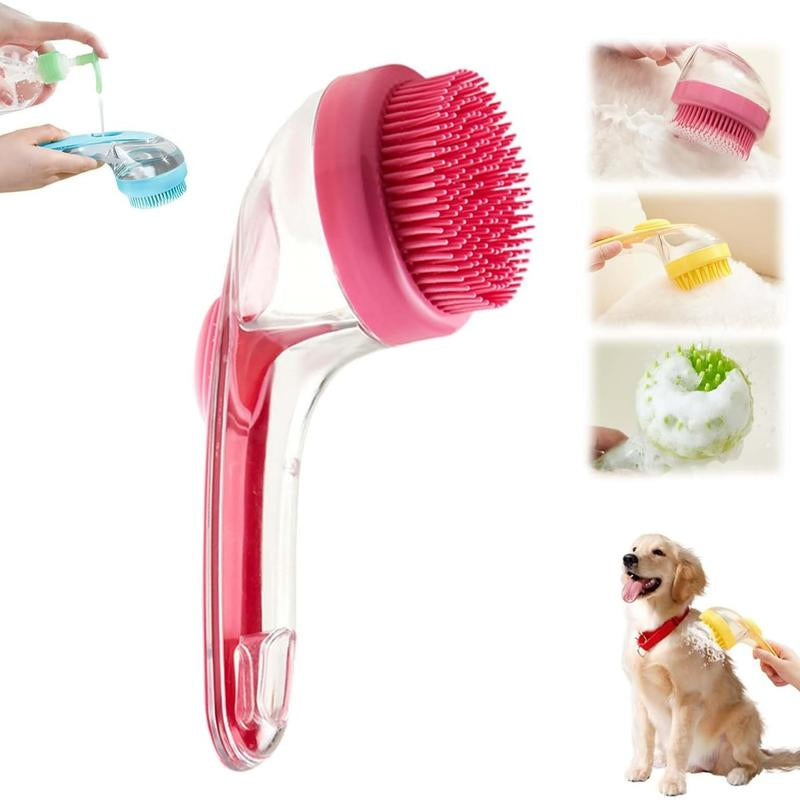 Pet Grooming Bath Brush – Shampoo Dispenser Scrubber for Dogs & Cats, Perfect for Long or Short Hair