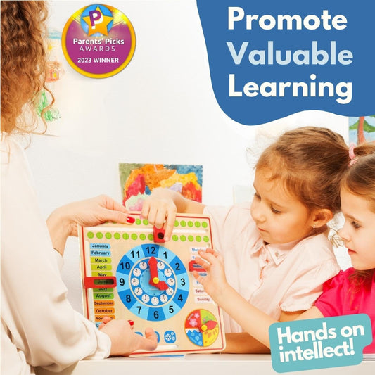 Montessori Wooden Calendar & Clock – Educational Busy Board Toy for Toddlers 3–4 Years | Preschool Learning Gift for Boys & Girls
