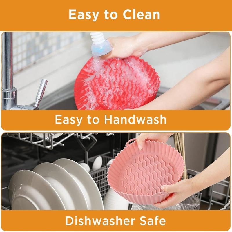 Air Fryer Liner with Handles – Reusable Silicone Insert, Heat Resistant & Non-Stick for Easy Cooking & Cleaning