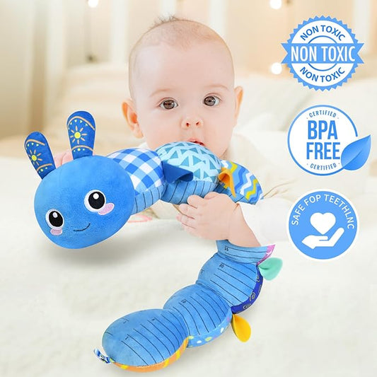 Soft Baby Plush Toy with Sounds – Sensory Crinkle Rattle Animal for Early Development & Tummy Time Play (0–12 Months)
