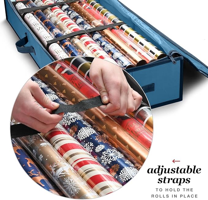 Gift Wrapping Paper Storage Organizer β with Pockets, Fits 24 Rolls Multiple Color Choices