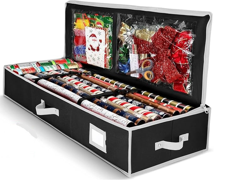 Gift Wrapping Paper Storage Organizer β with Pockets, Fits 24 Rolls Multiple Color Choices