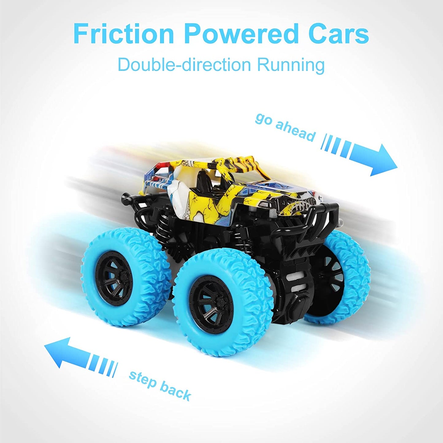 2-Pack Monster Truck Toys – Friction Powered 360° Rotating Stunt Cars for Toddlers and Kids Ages 2–4, Push and Go Trucks for Boys & Girls