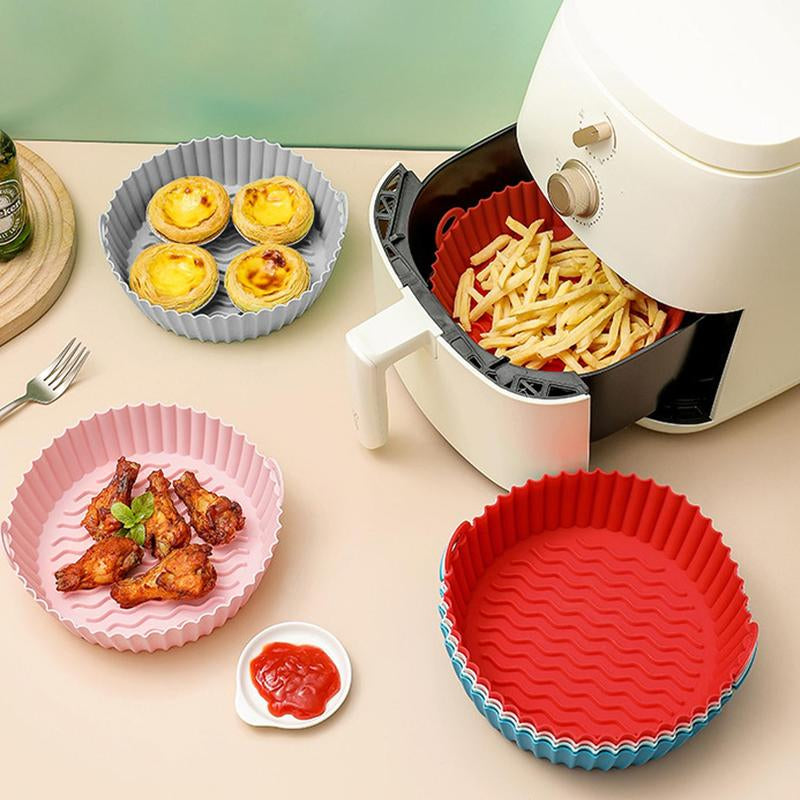 Air Fryer Liner with Handles – Reusable Silicone Insert, Heat Resistant & Non-Stick for Easy Cooking & Cleaning