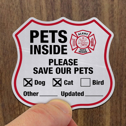 Reflective Pet Rescue Stickers – ‘Pets Inside’ Emergency Decal Set, 6-Pack Adhesive Labels (2.75” x 2.75”, Made in USA)
