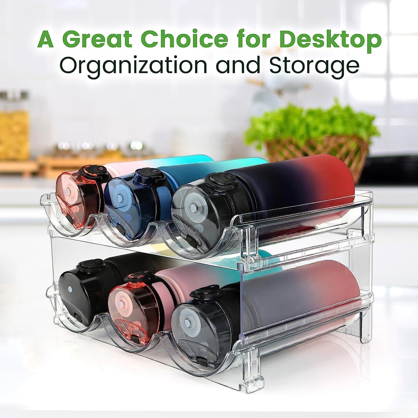 Stackable Water Bottle Organizer for Pantry & Fridge – BPA-Free