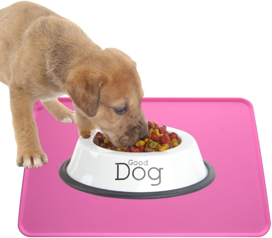 Silicone Pet Food Mat – Non-Slip Waterproof Placemat for Dogs & Cats (Pink, Blue, Black)