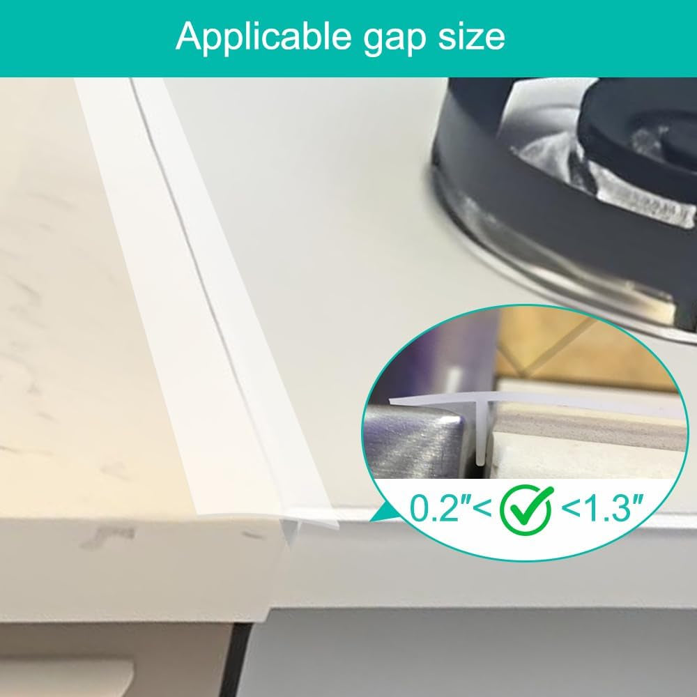 Silicone Stove Gap Covers 2 Pack (21”) – Heat Resistant Counter Filler Strips for Kitchen, Clear/White/Black Options