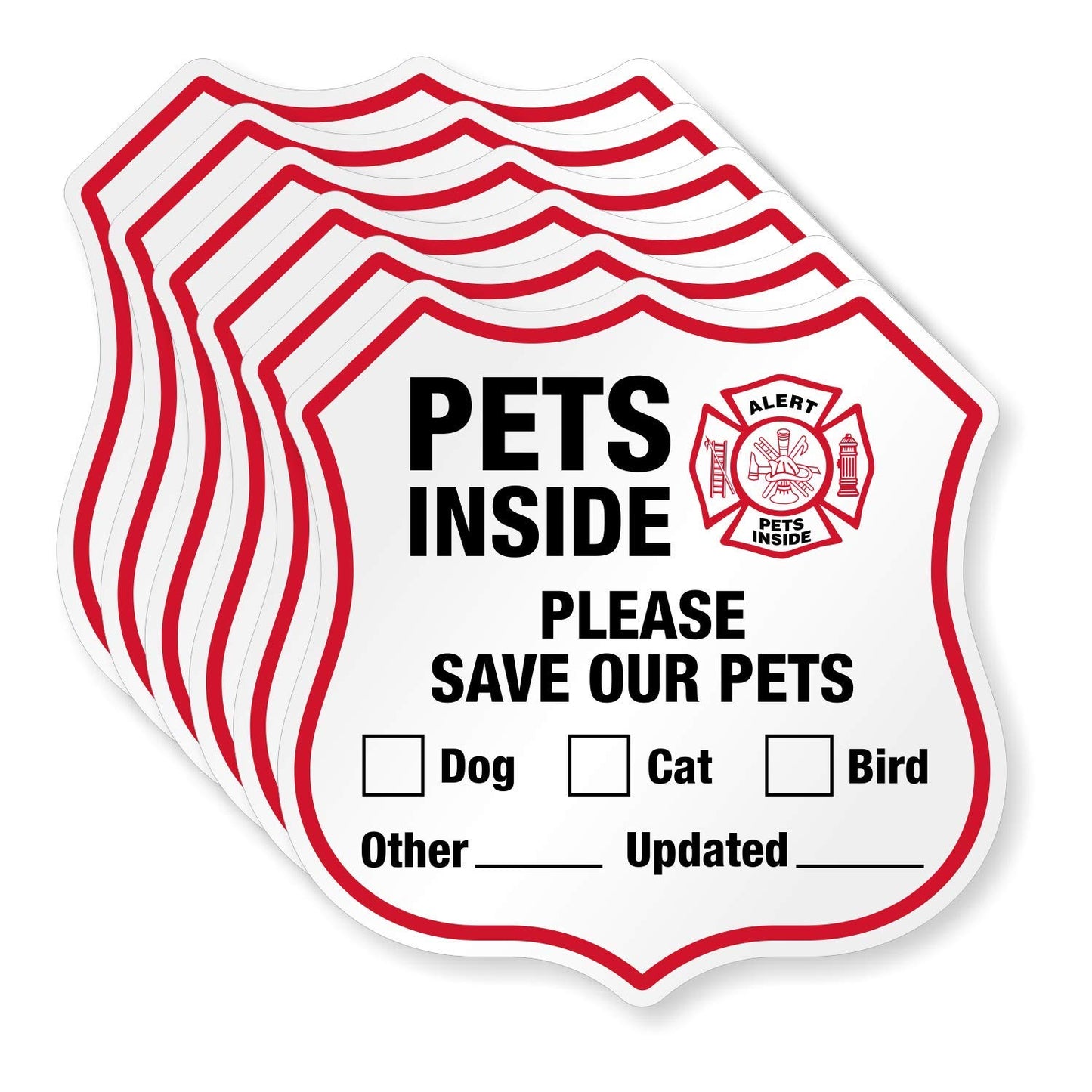Reflective Pet Rescue Stickers – ‘Pets Inside’ Emergency Decal Set, 6-Pack Adhesive Labels (2.75” x 2.75”, Made in USA)
