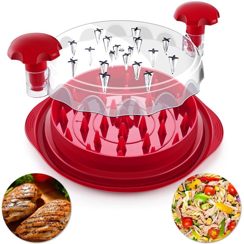 Kitchen Meat Shredder with Clear Lid & Anti-Slip Base – Easy Twist Chicken & Beef Shredder, Dishwasher Safe with Cleaning Brush