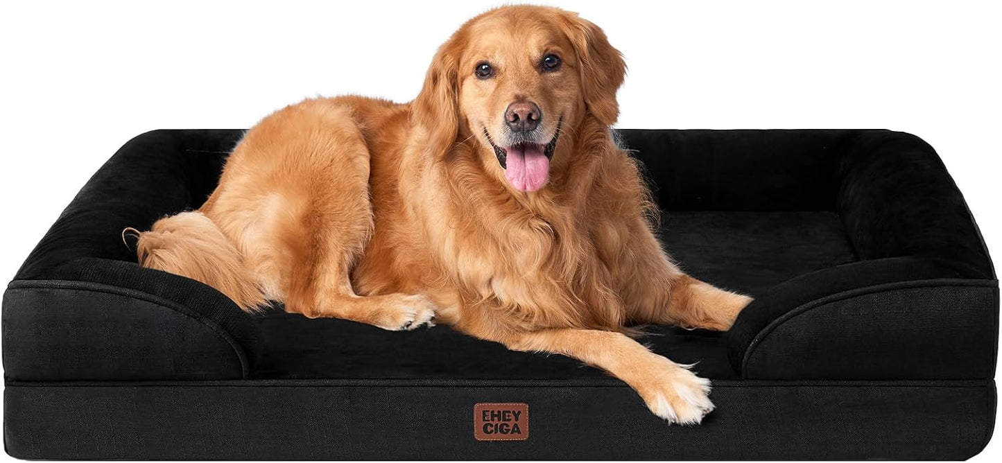Orthopedic Dog Bed – Waterproof Memory Foam Pet Couch with Bolster Sides, Non-Slip Bottom & Washable Removable Cover (Small, Medium, Large)