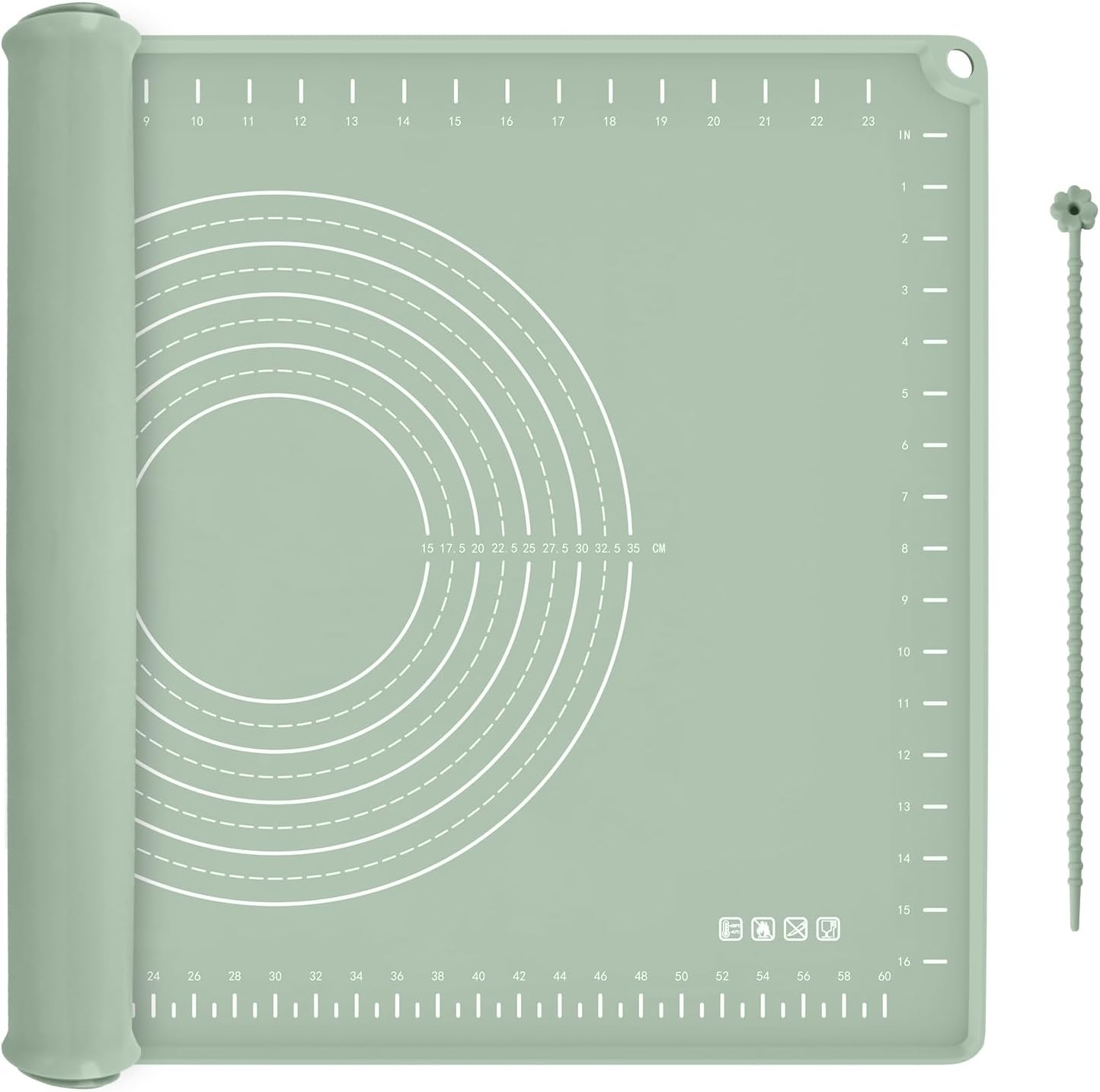 Silicone Baking Mat 28" X 20", Extra Thick Dough Rolling Mat with Measurements and Edge Heightening, Non-Stick Food Grade Silicone Pastry Mat for for Pastry, Bread, Cookies, Pizza, Fondant, Pasta