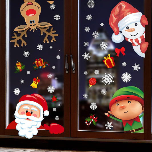 Holiday Window Clings – Cute Reusable Christmas Characters for Festive Home and Office Décor