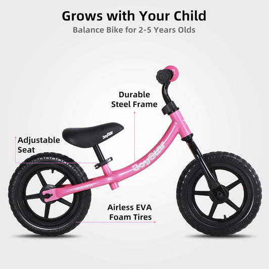 Toddler Balance Bike – No Pedal Kids Bike for Ages 18 Months to 5 Years with Adjustable Seat & Handlebar (Pink and Blue)