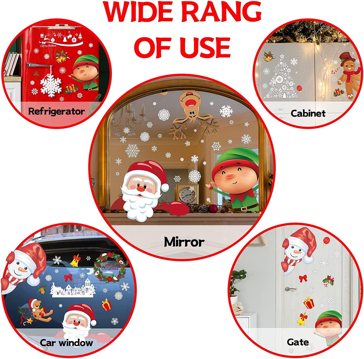 Holiday Window Clings – Cute Reusable Christmas Characters for Festive Home and Office Décor