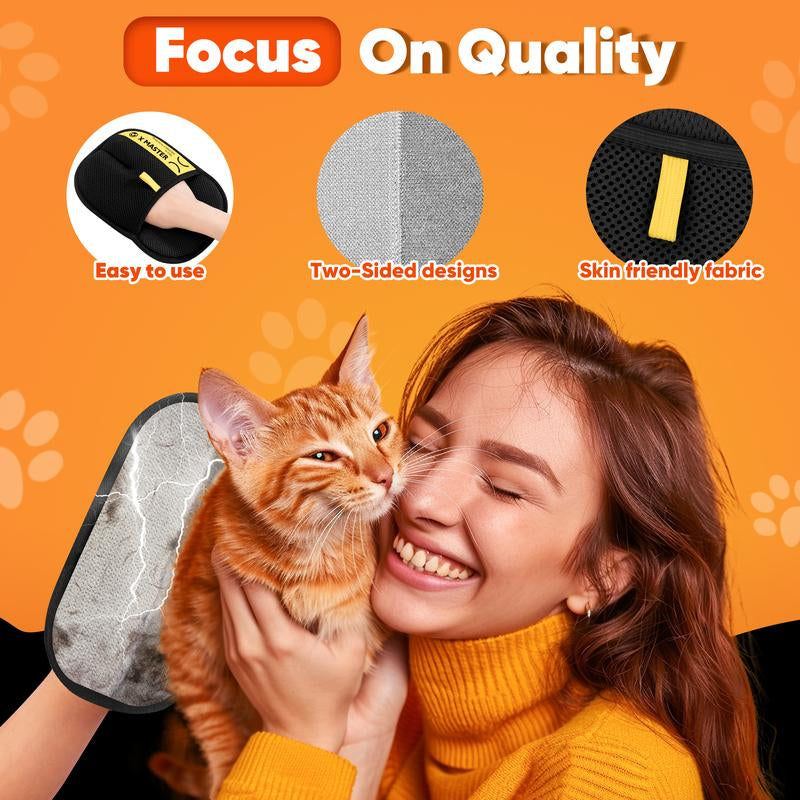 Pet Hair Remover Gloves – Reusable Electrostatic Grooming Mitt for Cats & Dogs, Removes Fur from Furniture, Cloths & Car Seats