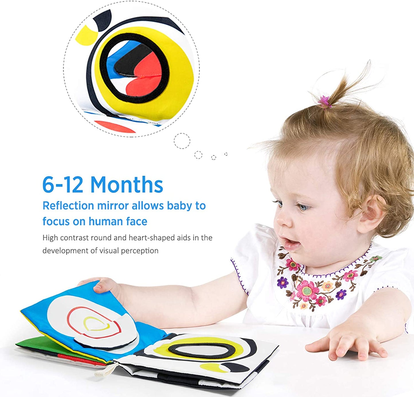 High Contrast Sensory Baby Book – Black & White Crinkle Toy with Touch & Feel Pages for Infants and Newborns