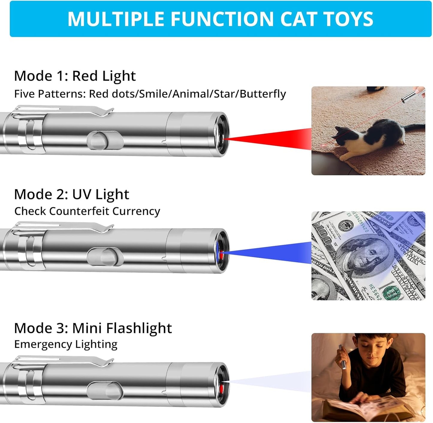 USB Rechargeable Toy – Interactive Indoor Toy with 7 Light Patterns for Cats & Dogs, Fun Training & Exercise Chase Toy