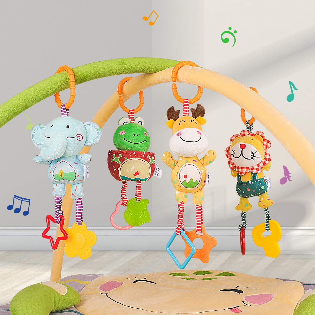 Plush Baby Rattle Toy Set – 4-Pack Soft Handbell Toys for Newborns & Infants, Stroller & Car Seat Hanging Toys for Early Development (0–12 Months)