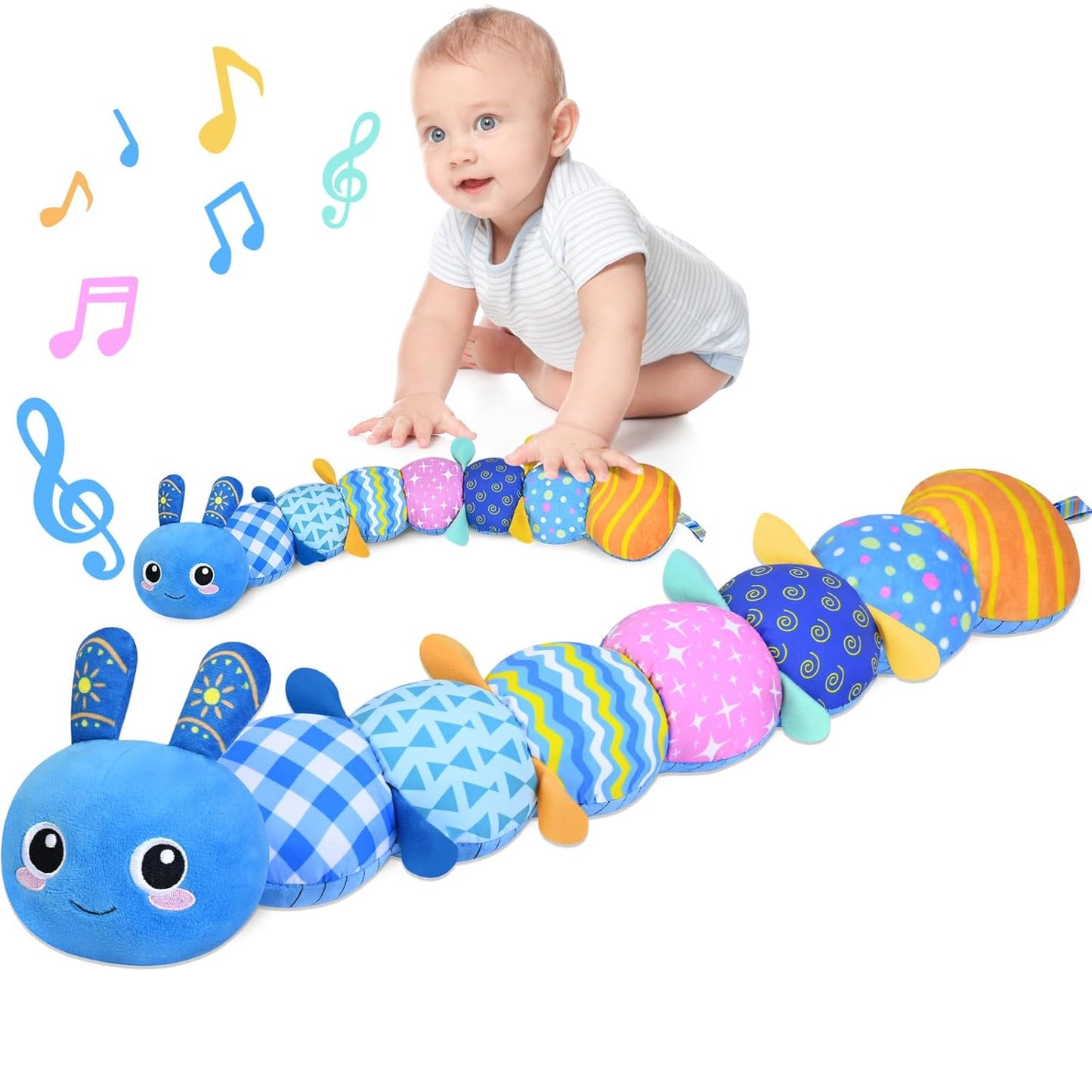 Soft Baby Plush Toy with Sounds – Sensory Crinkle Rattle Animal for Early Development & Tummy Time Play (0–12 Months)
