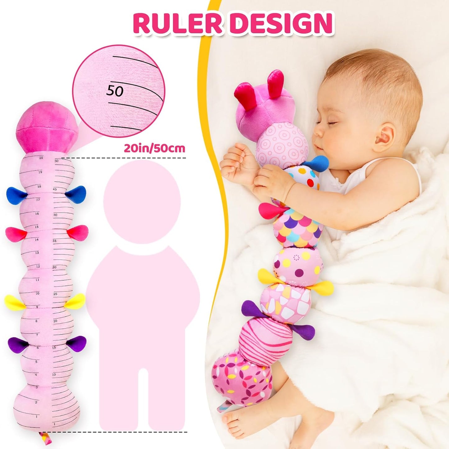 Soft Baby Plush Toy with Sounds – Sensory Crinkle Rattle Animal for Early Development & Tummy Time Play (0–12 Months)