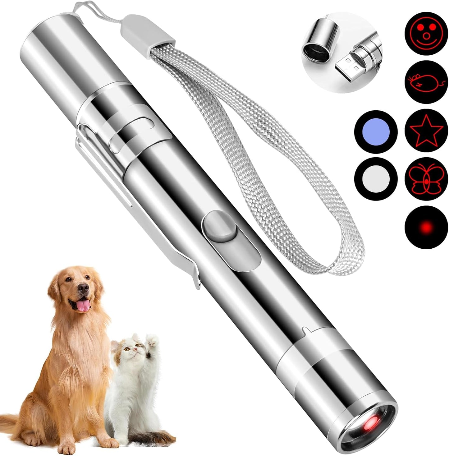 USB Rechargeable Toy – Interactive Indoor Toy with 7 Light Patterns for Cats & Dogs, Fun Training & Exercise Chase Toy