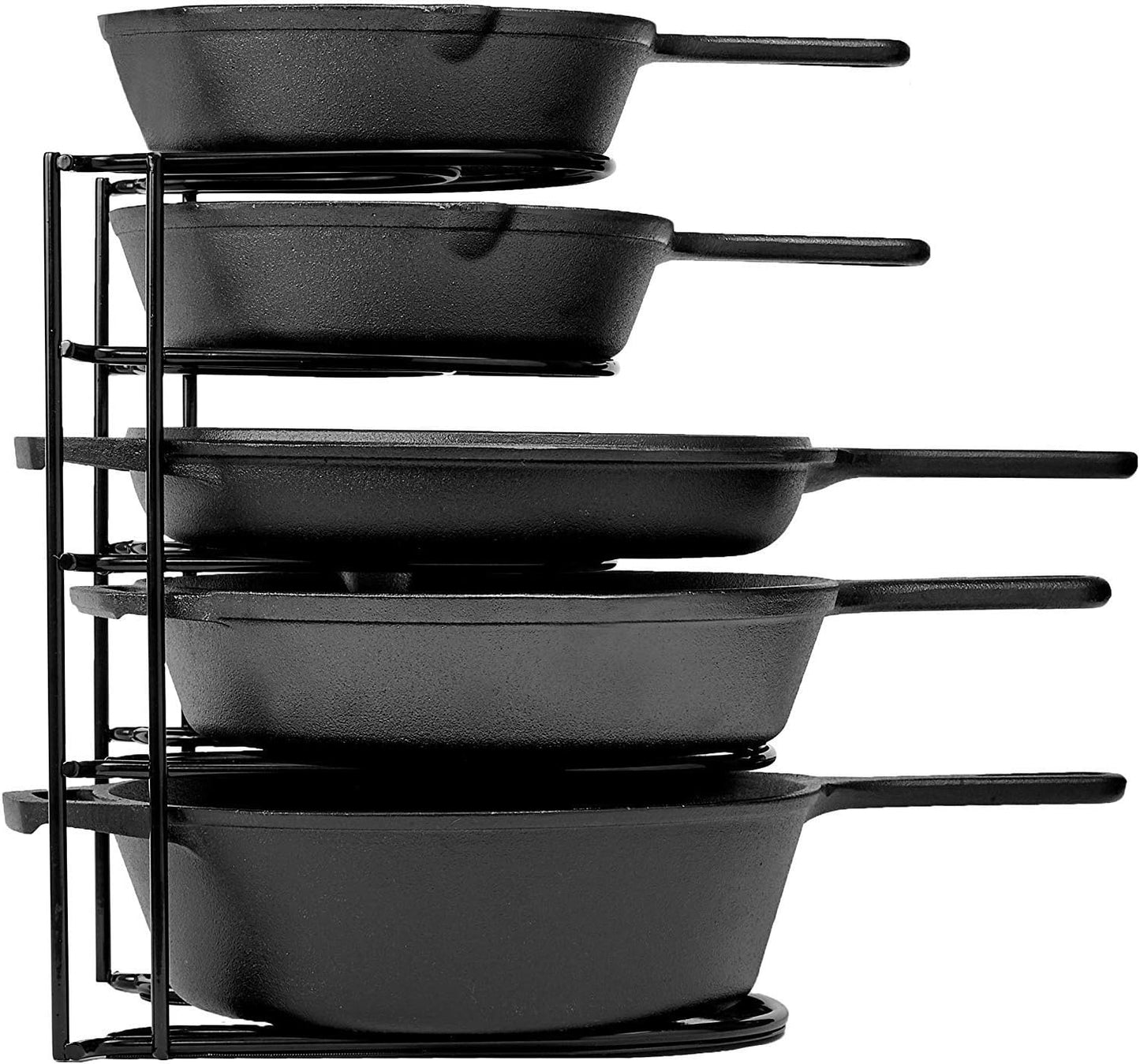 Heavy Duty Pan Organizer Rack – 5-Tier Vertical or Horizontal Storage for Skillets, Griddles & Lids – Holds Up to 50 lbs