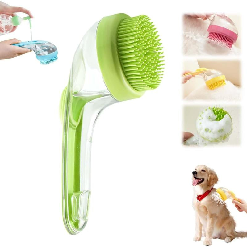 Pet Grooming Bath Brush – Shampoo Dispenser Scrubber for Dogs & Cats, Perfect for Long or Short Hair