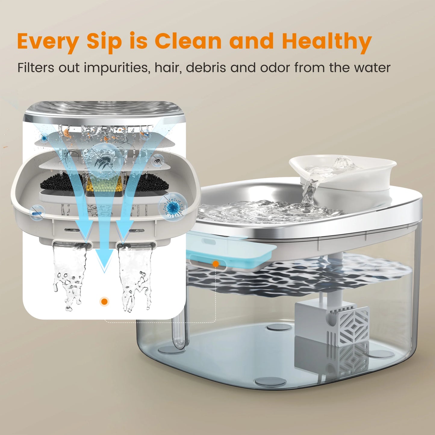 Stainless Steel Cat Water Fountain – 3.5L Quiet Automatic Pet Dispenser with Filters