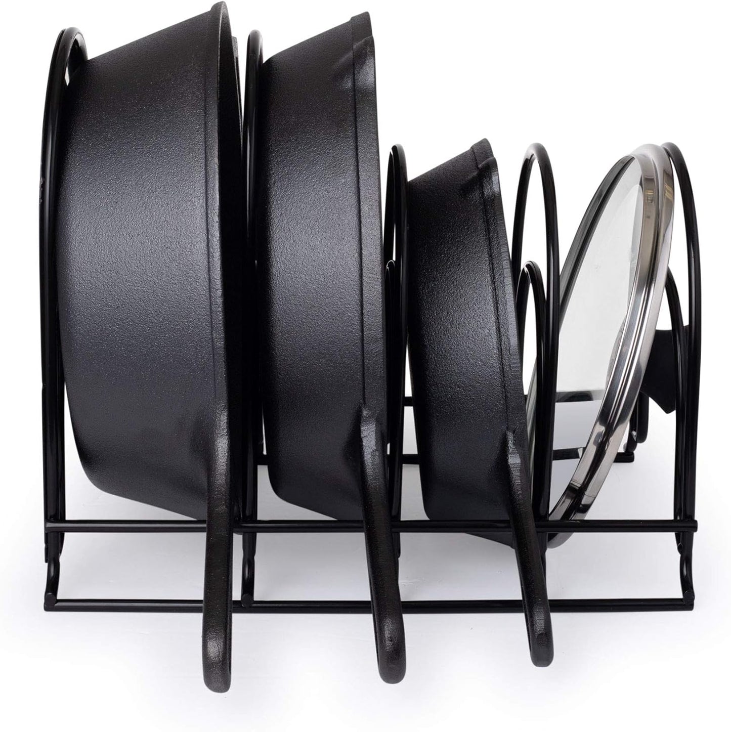 Heavy Duty Pan Organizer Rack – 5-Tier Vertical or Horizontal Storage for Skillets, Griddles & Lids – Holds Up to 50 lbs