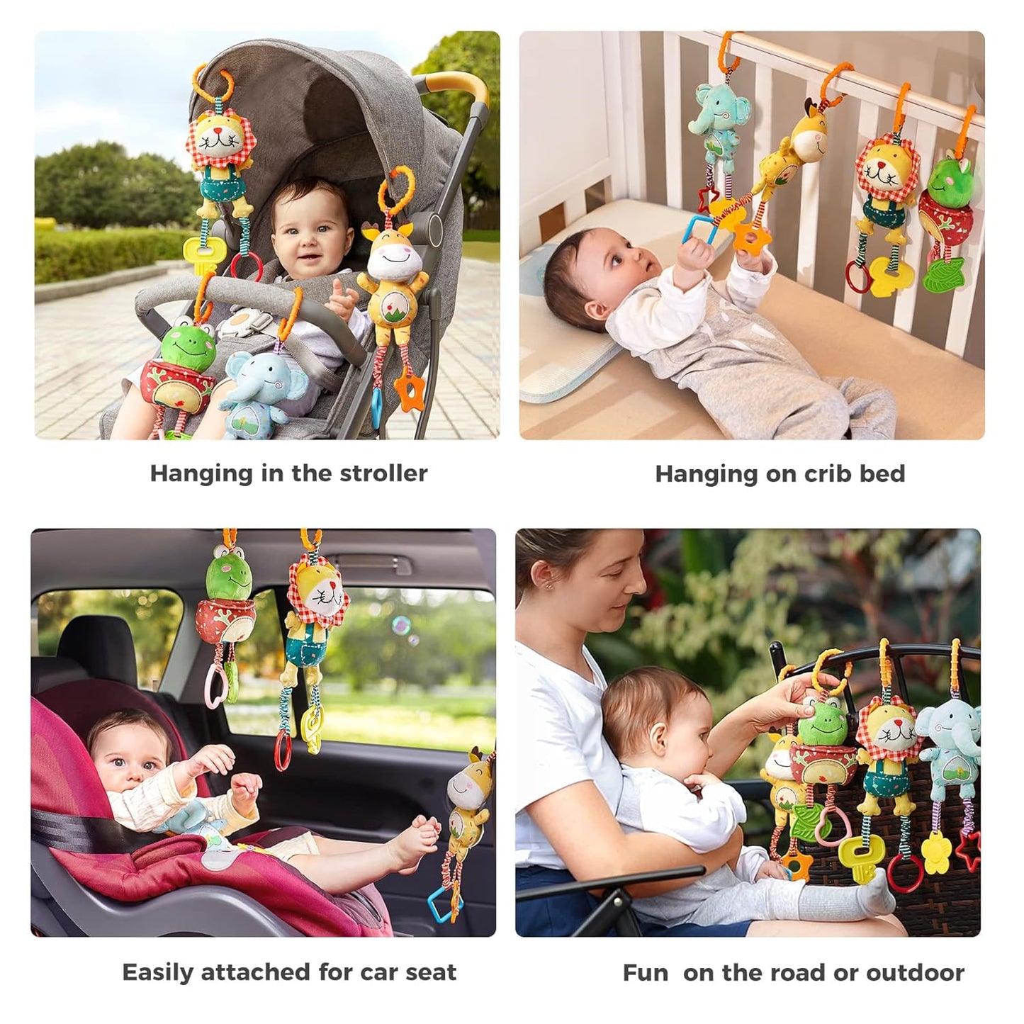 Plush Baby Rattle Toy Set – 4-Pack Soft Handbell Toys for Newborns & Infants, Stroller & Car Seat Hanging Toys for Early Development (0–12 Months)