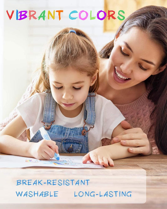 Colorful Washable Sidewalk Chalk for Kids – Dustless Non-Toxic Drawing Chalk with Holder, 12 Pack for Outdoor & Indoor Fun