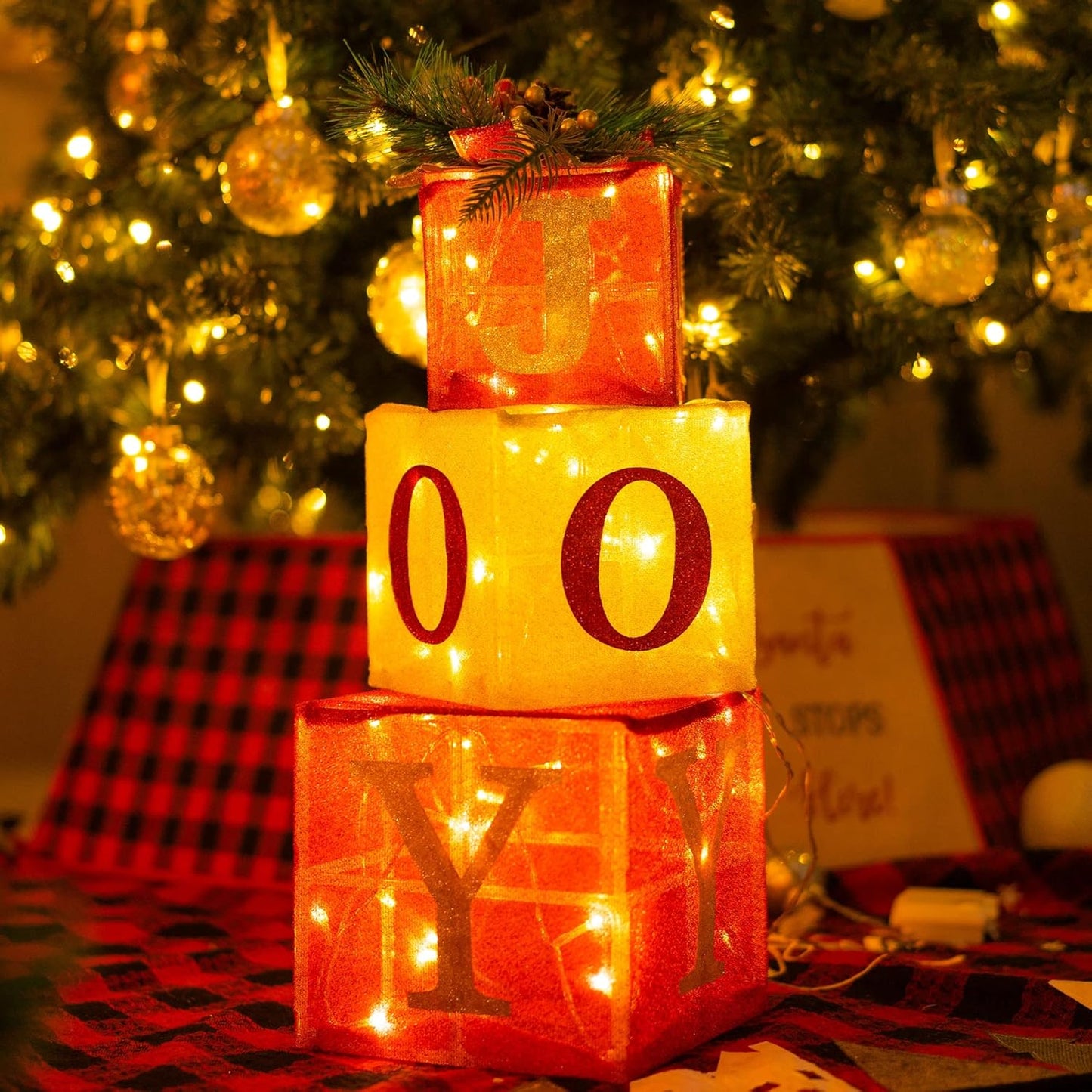 Set of 3 Lighted Christmas Gift Boxes β 60 Warm LED Pre-Lit Holiday Decorations for Indoor & Outdoor Display