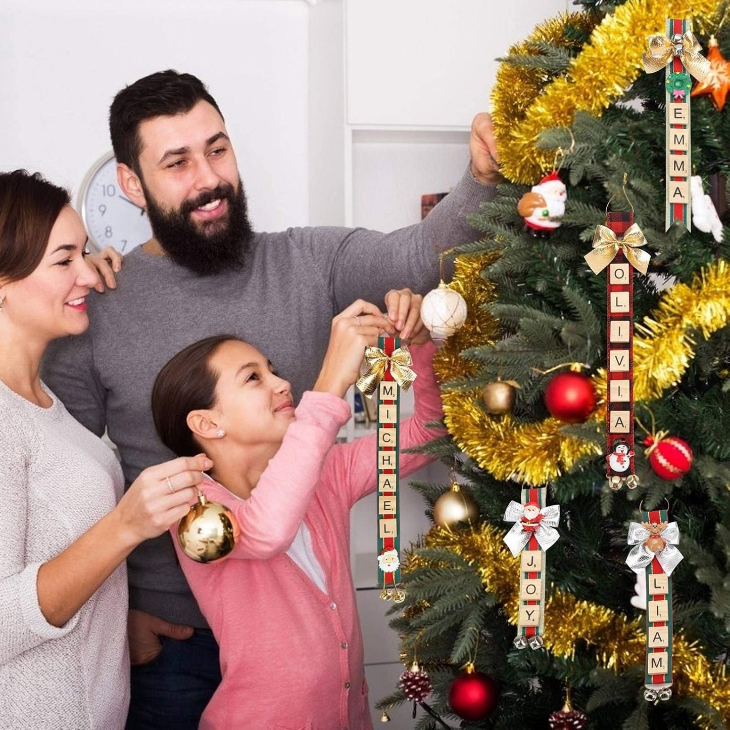 Personalized Letter Tile Christmas Ornaments – DIY Holiday Craft Kit for Tree & Gift Decorations