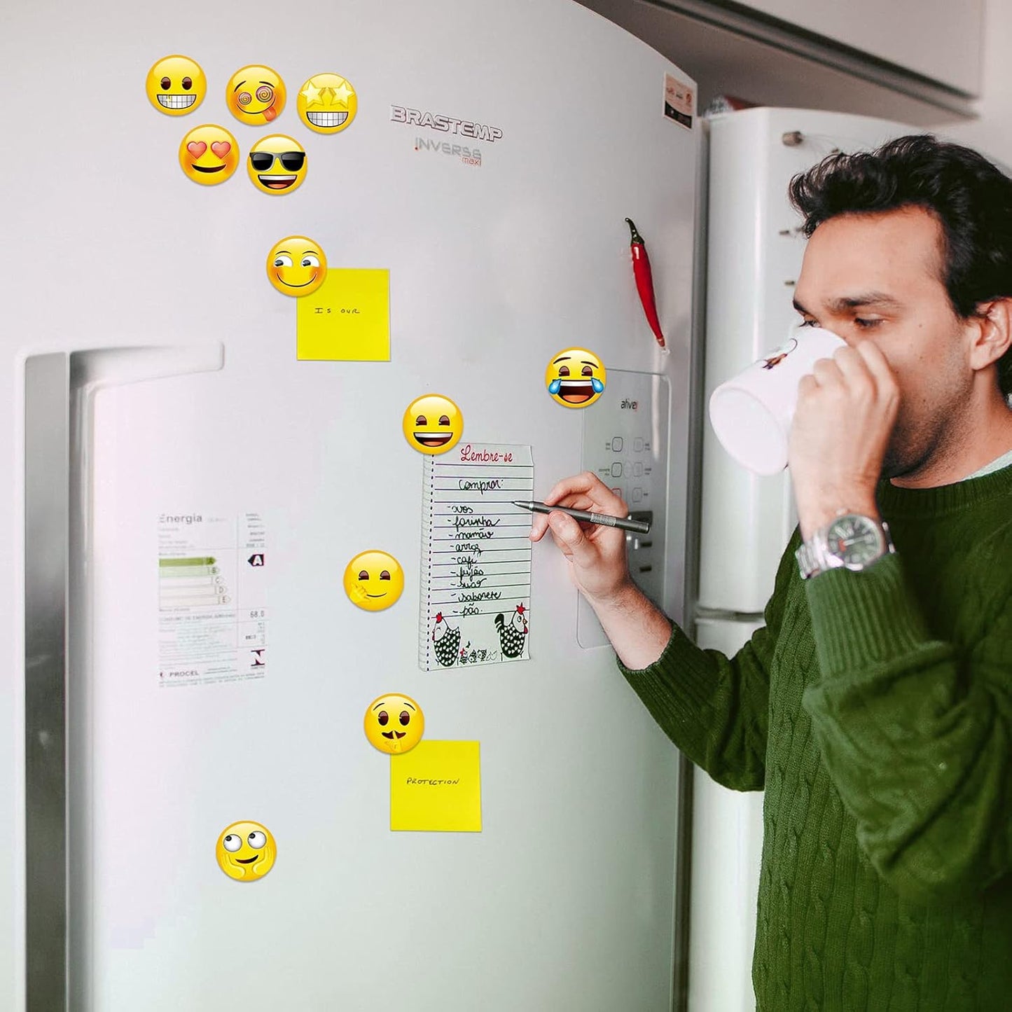 Cute Emoji Refrigerator Magnets β 54-Piece Strong Decorative Magnets for Locker, Whiteboard, Kitchen, and Classroom