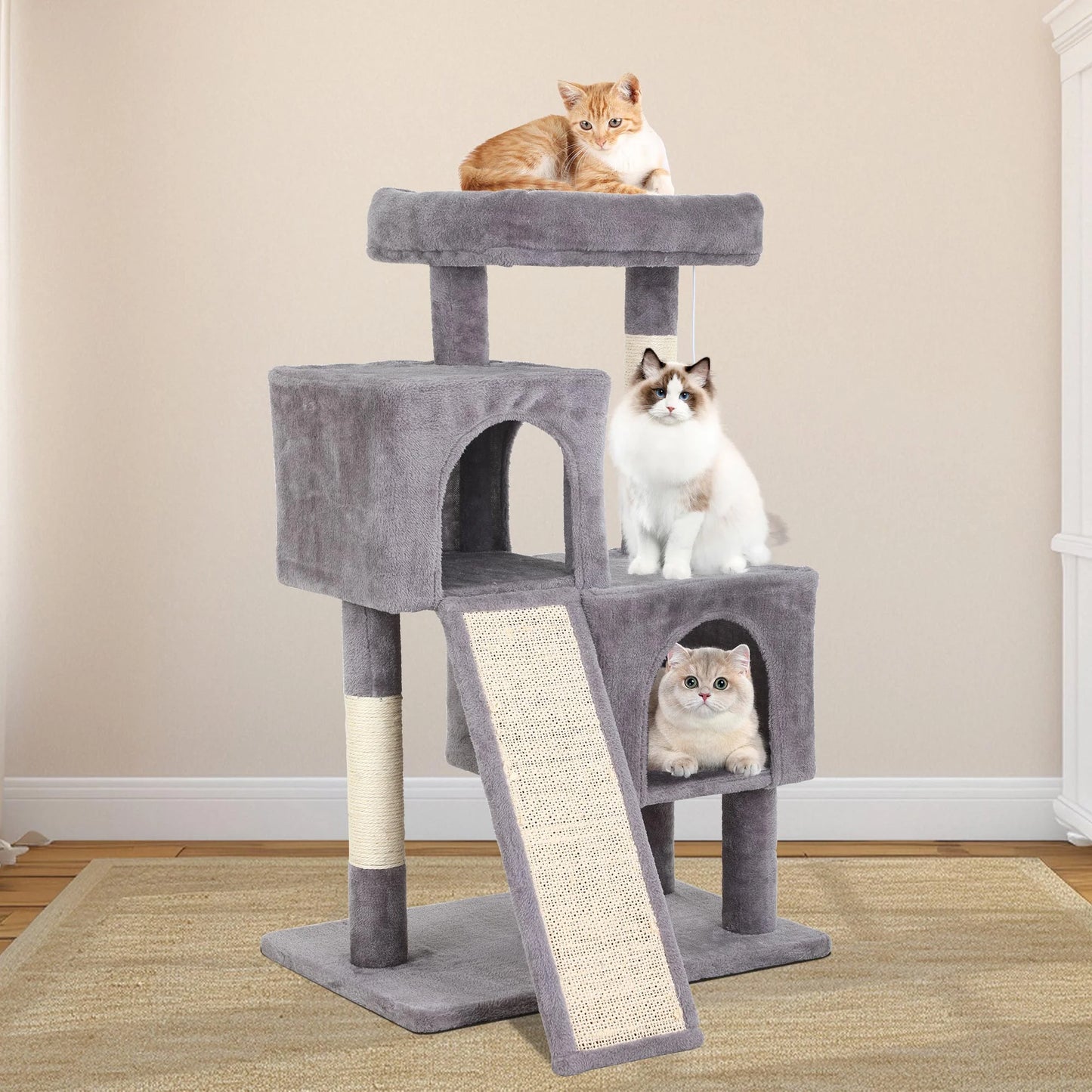 36-Inch Cat Tree Tower for Indoor Cats – Multi-Level Activity Center with Scratching Posts, Condos & Toys (3 Colors)